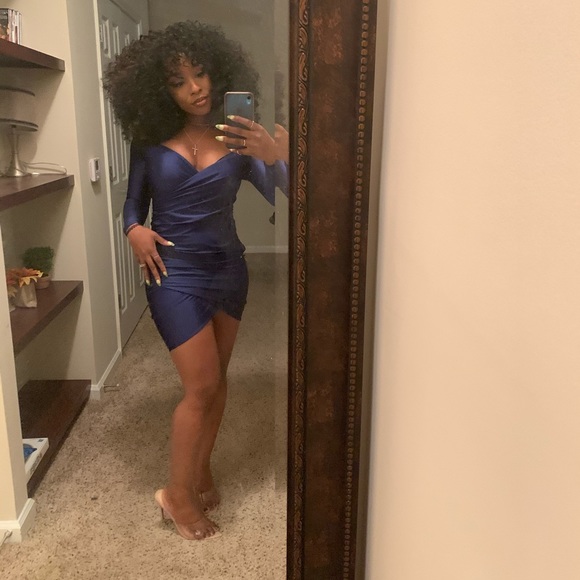 Blue off the shoulder dress - Picture 1 of 3